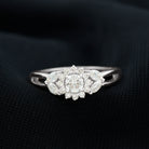 Split Shank Simulated Diamond Flower Engagement Ring Zircon - ( AAAA ) - Quality - Rosec Jewels