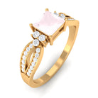 1 CT Split Shank Rose Quartz and Diamond Engagement Ring Rose Quartz - ( AAA ) - Quality - Rosec Jewels