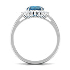 Claw Set London Blue Topaz Cocktail Ring with Diamond Halo London Blue Topaz - ( AAA ) - Quality - Rosec Jewels