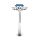 Claw Set London Blue Topaz Cocktail Ring with Diamond Halo London Blue Topaz - ( AAA ) - Quality - Rosec Jewels