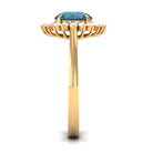 Claw Set London Blue Topaz Cocktail Ring with Diamond Halo London Blue Topaz - ( AAA ) - Quality - Rosec Jewels