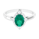 Oval Shape Emerald Vintage Inspired Engagement Ring with Diamond Emerald - ( AAA ) - Quality - Rosec Jewels