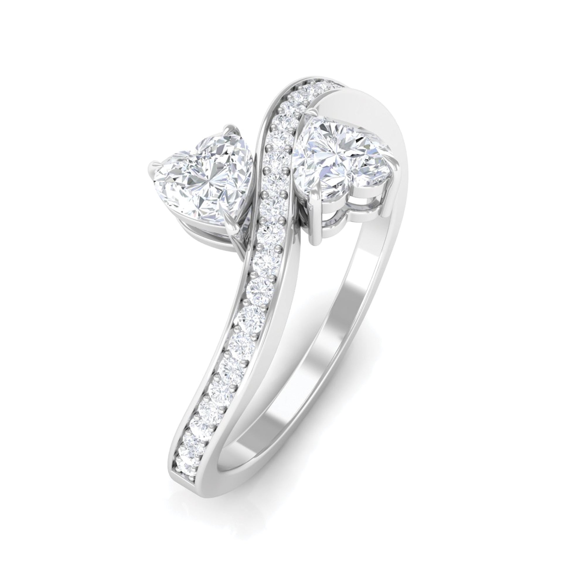 Heart Shape Cubic Zirconia Toi Et Moi Engagement Ring Zircon - ( AAAA ) - Quality - Rosec Jewels