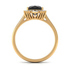 Pear Shaped Created Black Diamond and Diamond Halo Cocktail Ring Lab Created Black Diamond - ( AAAA ) - Quality - Rosec Jewels