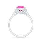 Pear Created Pink Sapphire Cocktail Halo Ring with Diamond Lab Created Pink Sapphire - ( AAAA ) - Quality - Rosec Jewels