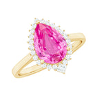 Pear Created Pink Sapphire Cocktail Halo Ring with Diamond Lab Created Pink Sapphire - ( AAAA ) - Quality - Rosec Jewels