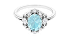 Vintage Inspired Sky Blue Topaz Engagement Ring with Diamond Sky Blue Topaz - ( AAA ) - Quality - Rosec Jewels