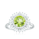 3 CT Round Peridot Cocktail Ring with Moissanite Double Halo Peridot - ( AAA ) - Quality - Rosec Jewels