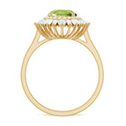 3 CT Round Peridot Cocktail Ring with Moissanite Double Halo Peridot - ( AAA ) - Quality - Rosec Jewels