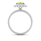 Round Peridot Statement Engagement Ring with Moissanite Cluster Halo Peridot - ( AAA ) - Quality - Rosec Jewels