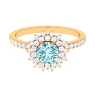 2 CT Round Aquamarine Statement Engagement Ring with Moissanite Aquamarine - ( AAA ) - Quality - Rosec Jewels