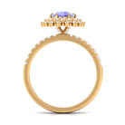 2 CT Round Tanzanite Statement Engagement Ring with Diamond Tanzanite - ( AAA ) - Quality - Rosec Jewels