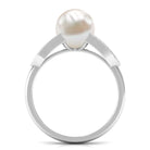 Designer Freshwater Pearl and Diamond Ring in Split Shank Freshwater Pearl - ( AAA ) - Quality - Rosec Jewels