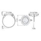 4.75 CT Vintage Style Oval Simulated Diamond Halo Engagement Ring Zircon - ( AAAA ) - Quality - Rosec Jewels