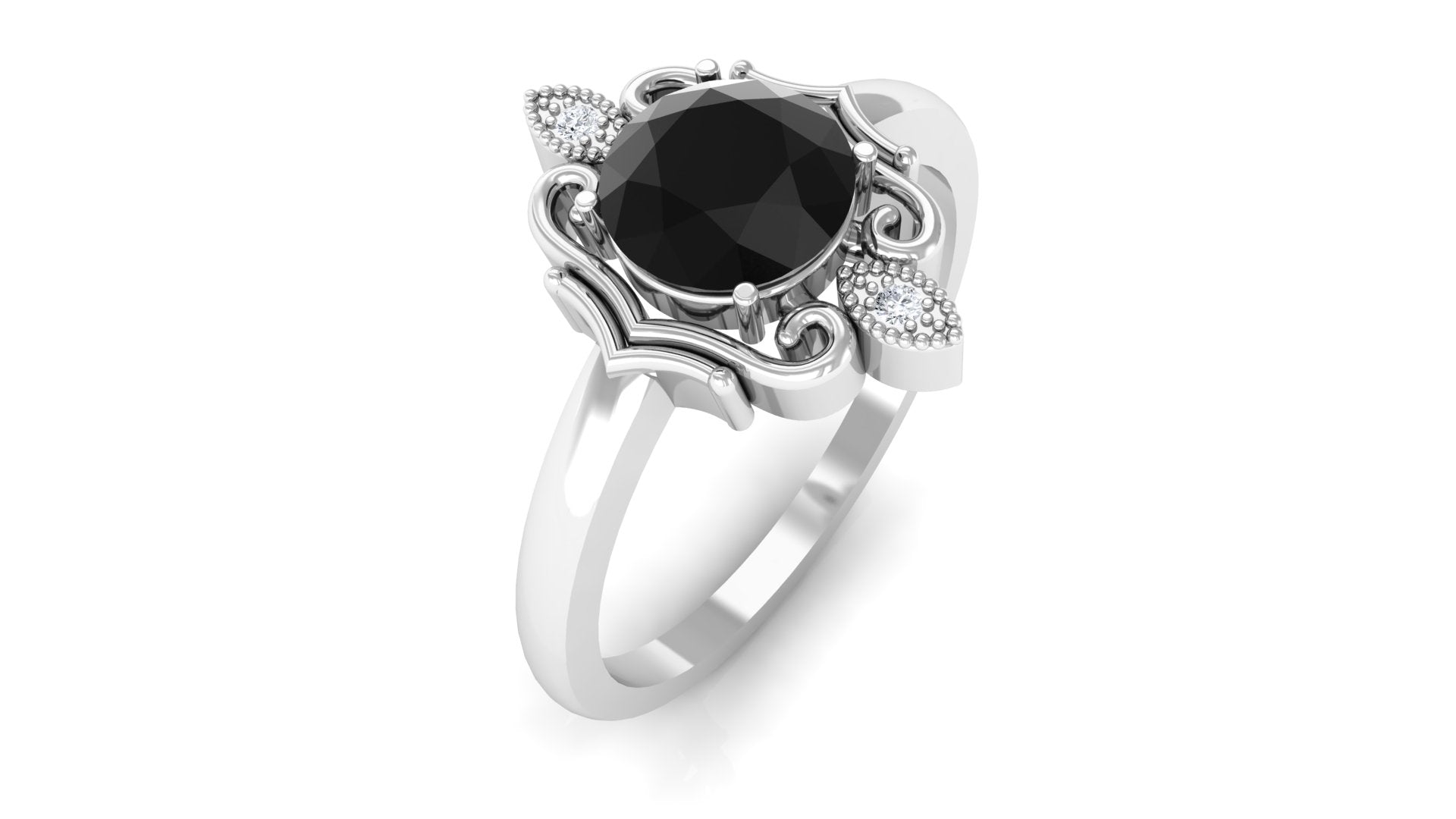 Kat Von D Inspired Black Diamond Solitaire Engagement Ring Black Diamond - ( AAA ) - Quality - Rosec Jewels