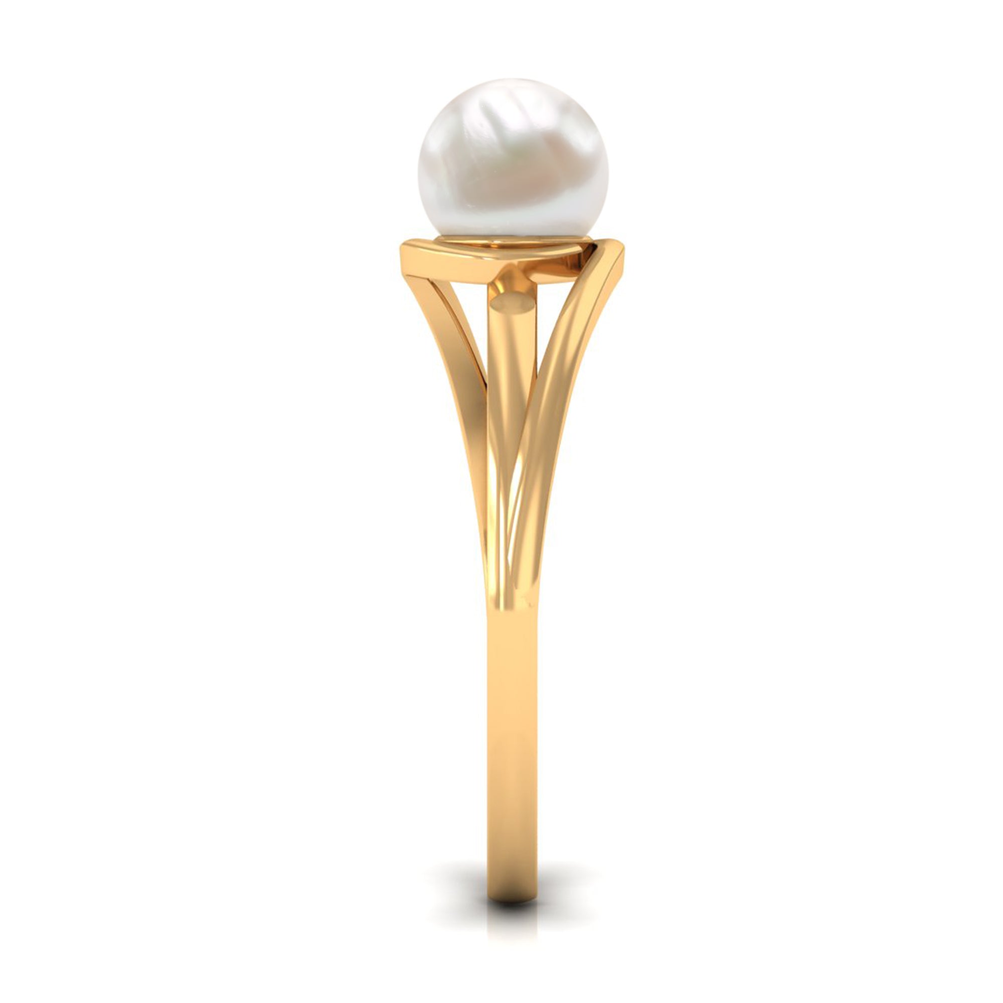 Round Freshwater Pearl Solitaire Bypass Ring Freshwater Pearl - ( AAA ) - Quality - Rosec Jewels