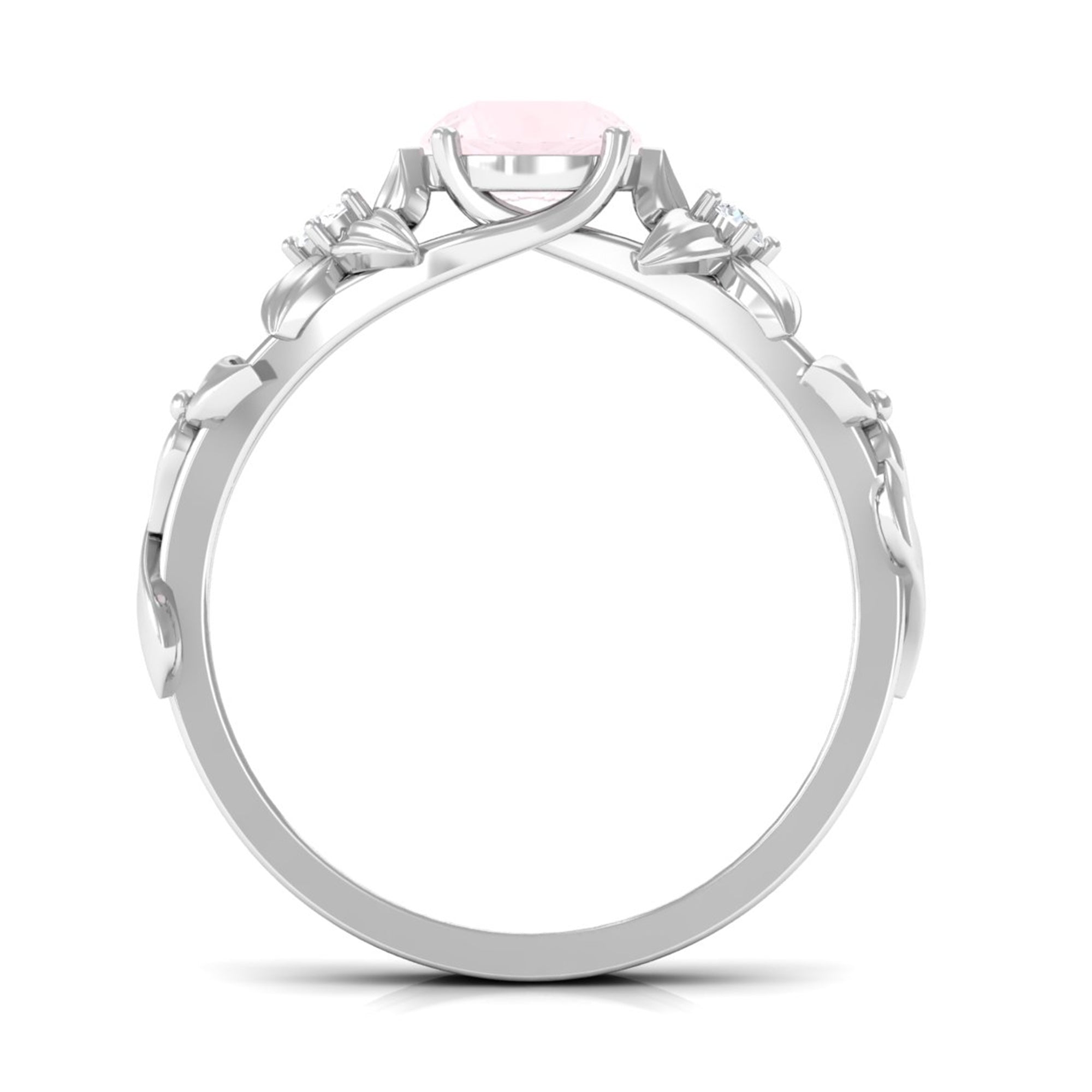 3/4 CT Rose Quartz Flower Engagement Ring with Diamond Rose Quartz - ( AAA ) - Quality - Rosec Jewels