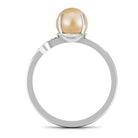 Classic South Sea Pearl Solitaire Ring with Diamond Leaf South Sea Pearl - ( AAA ) - Quality - Rosec Jewels