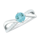 Infinity Shank Round Sky Blue Topaz Engagement Ring with Diamond Sky Blue Topaz - ( AAA ) - Quality - Rosec Jewels