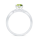 Infinity Shank Round Peridot Engagement Ring with Diamond Peridot - ( AAA ) - Quality - Rosec Jewels