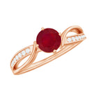 Infinity Shank Ruby Solitaire Engagement Ring with Diamond Ruby - ( AAA ) - Quality - Rosec Jewels