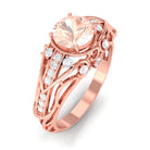 1.25 CT Vintage Morganite Engagement Ring with Diamond Morganite - ( AAA ) - Quality - Rosec Jewels