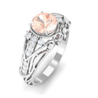 1.25 CT Vintage Morganite Engagement Ring with Diamond Morganite - ( AAA ) - Quality - Rosec Jewels