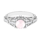 Antique Style Round Rose Quartz Engagement Ring with Diamond Rose Quartz - ( AAA ) - Quality - Rosec Jewels