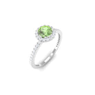 Round Green Sapphire Halo Engagement Ring with Diamond Green Sapphire - ( AAA ) - Quality - Rosec Jewels