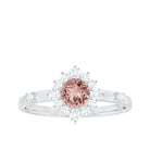 1 CT Round Morganite and Diamond Halo Engagement Ring Morganite - ( AAA ) - Quality - Rosec Jewels