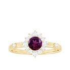 1 CT Round Rhodolite and Diamond Halo Engagement Ring Rhodolite - ( AAA ) - Quality - Rosec Jewels