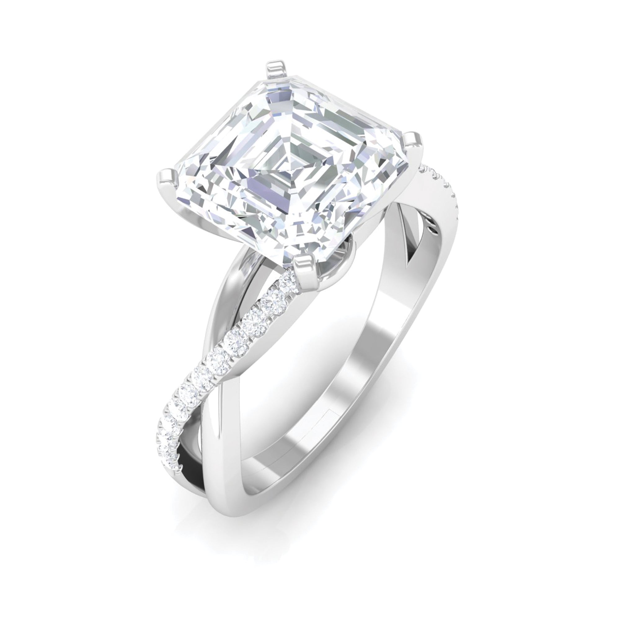 3.50 CT Asscher Cut Zircon Solitaire Engagement Ring in Infinity Shank Zircon - ( AAAA ) - Quality - Rosec Jewels