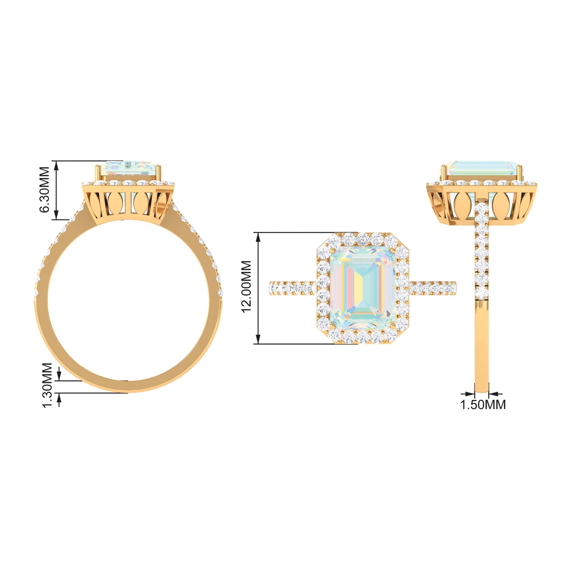 Octagon Ethiopian Opal Halo Engagement Ring with Diamond Ethiopian Opal - ( AAA ) - Quality - Rosec Jewels