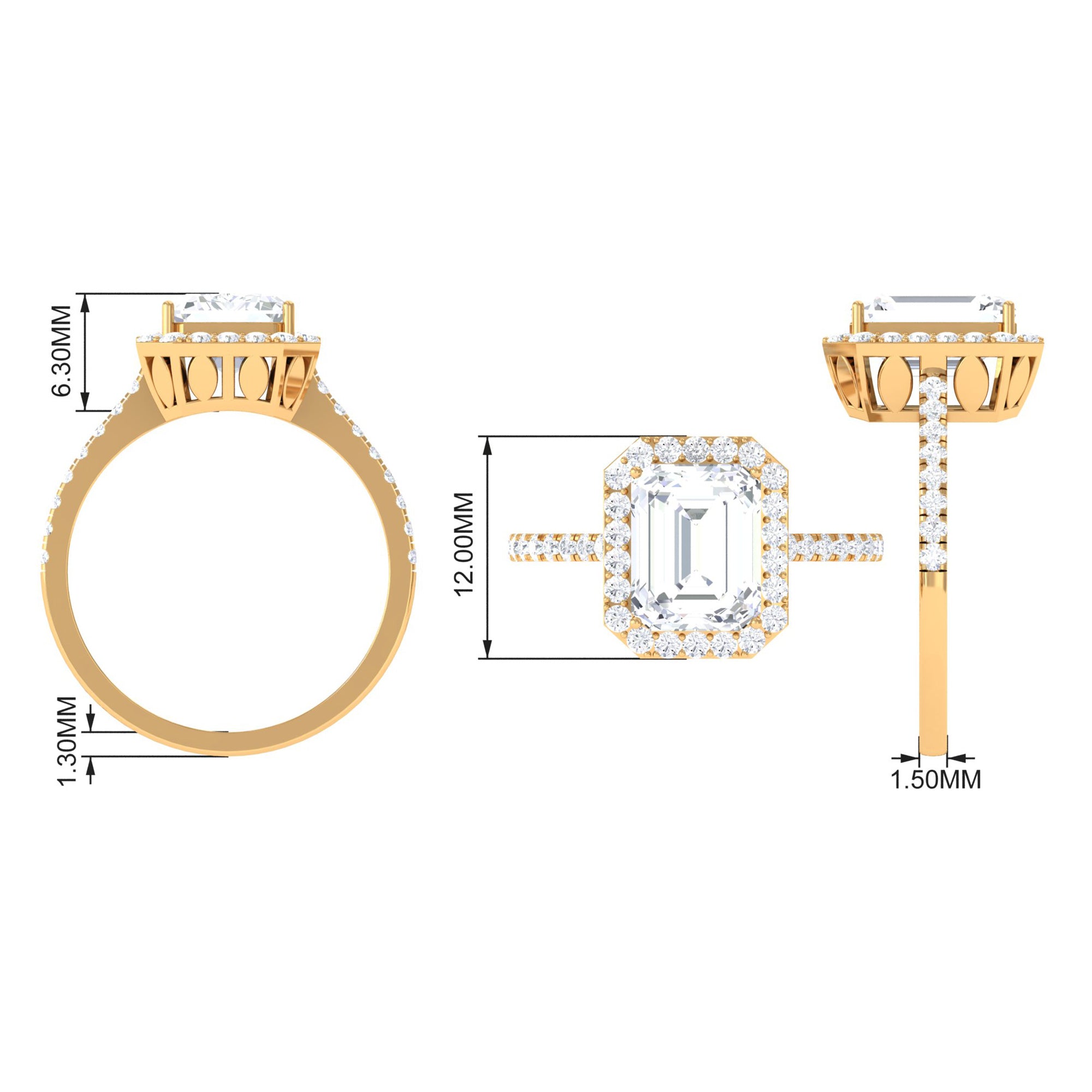 4.75 CT Octagon Cut Zircon Classic Engagement Ring Zircon - ( AAAA ) - Quality - Rosec Jewels