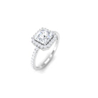 2.25 CT Asscher Cut Zircon Halo Engagement Ring in Gold Zircon - ( AAAA ) - Quality - Rosec Jewels