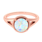 2 CT Round Ethiopian Opal Solitaire Gold Ring in Split Shank Ethiopian Opal - ( AAA ) - Quality - Rosec Jewels