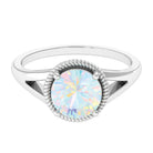 2 CT Round Ethiopian Opal Solitaire Gold Ring in Split Shank Ethiopian Opal - ( AAA ) - Quality - Rosec Jewels