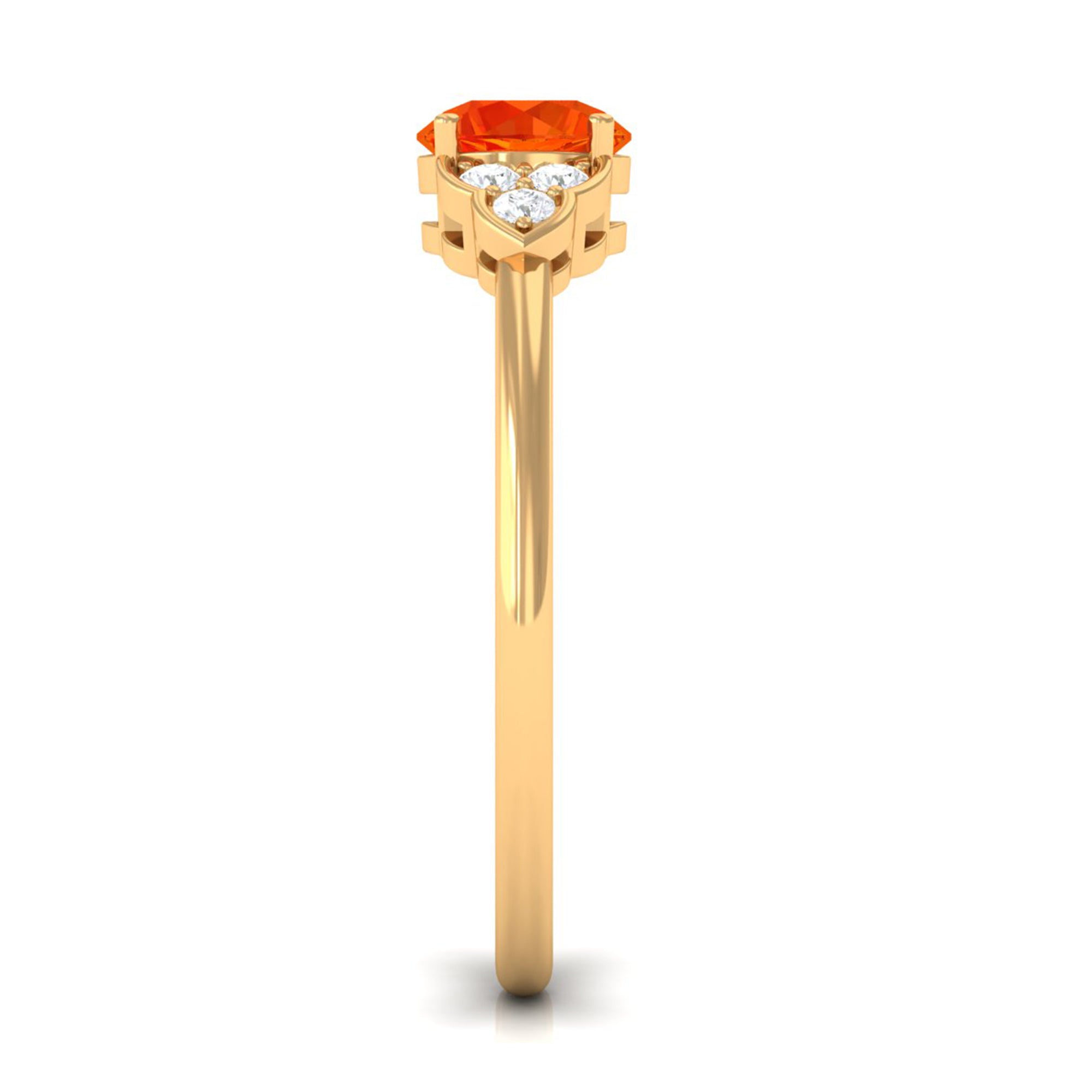 3/4 CT Orange Sapphire Engagement Ring with Diamond Trio Orange Sapphire - ( AAA ) - Quality - Rosec Jewels