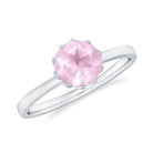 3/4 CT Rose Quartz Solitaire Ring in Lotus Basket Setting Rose Quartz - ( AAA ) - Quality - Rosec Jewels