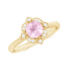 Vintage Inspired Rose Quartz and Diamond Engagement Ring Rose Quartz - ( AAA ) - Quality - Rosec Jewels