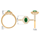 Vintage Style Created Emerald and Diamond Flower Engagement Ring Lab Created Emerald - ( AAAA ) - Quality - Rosec Jewels