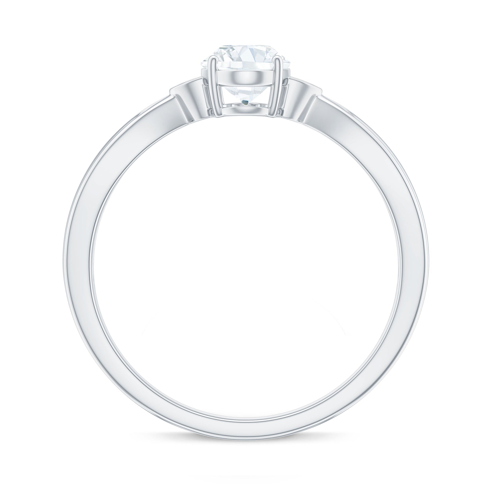 Oval Moissanite Simple Solitaire Engagement Ring Moissanite - ( D-VS1 ) - Color and Clarity - Rosec Jewels