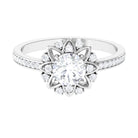 1.5 CT Round Certified Zircon Flower Engagement Ring Zircon - ( AAAA ) - Quality - Rosec Jewels