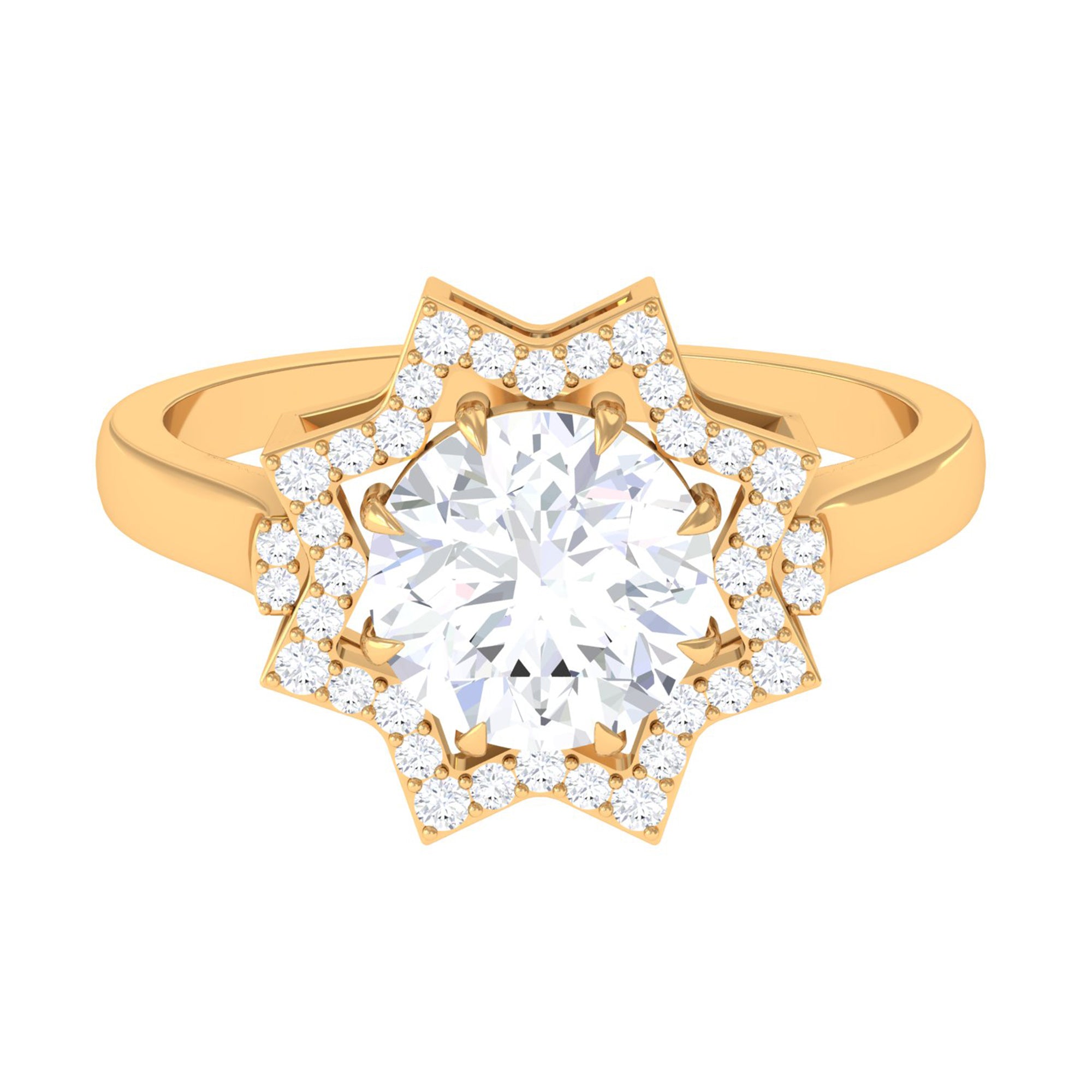 2.75 CT Cubic Zirconia Star Shape Engagement Ring in Gold Zircon - ( AAAA ) - Quality - Rosec Jewels