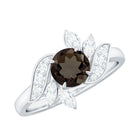 1.25 CT Smoky Quartz Flower Engagement Ring with Diamond Smoky Quartz - ( AAA ) - Quality - Rosec Jewels