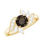 1.25 CT Smoky Quartz Flower Engagement Ring with Diamond Smoky Quartz - ( AAA ) - Quality - Rosec Jewels