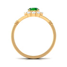 1 CT Round Created Emerald Flower Ring with Diamond Halo in Split Shank Lab Created Emerald - ( AAAA ) - Quality - Rosec Jewels