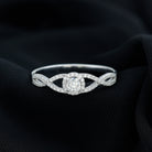 Round Shape Moissanite Crossover Engagement Ring in Gold Moissanite - ( D-VS1 ) - Color and Clarity - Rosec Jewels