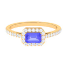 Tanzanite East West Engagement Ring with Diamond Accent Tanzanite - ( AAA ) - Quality - Rosec Jewels