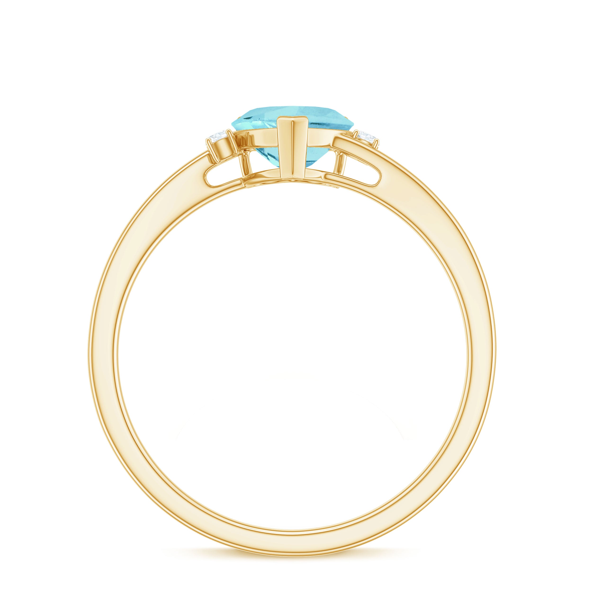 Heart Shape Sky Blue Topaz Solitaire Promise Ring with Diamond Sky Blue Topaz - ( AAA ) - Quality - Rosec Jewels